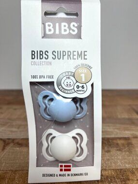 Bibs Supreme Silicone Pacifiers Size 1 For 0-6 Months BPA-Free Baby Beginner